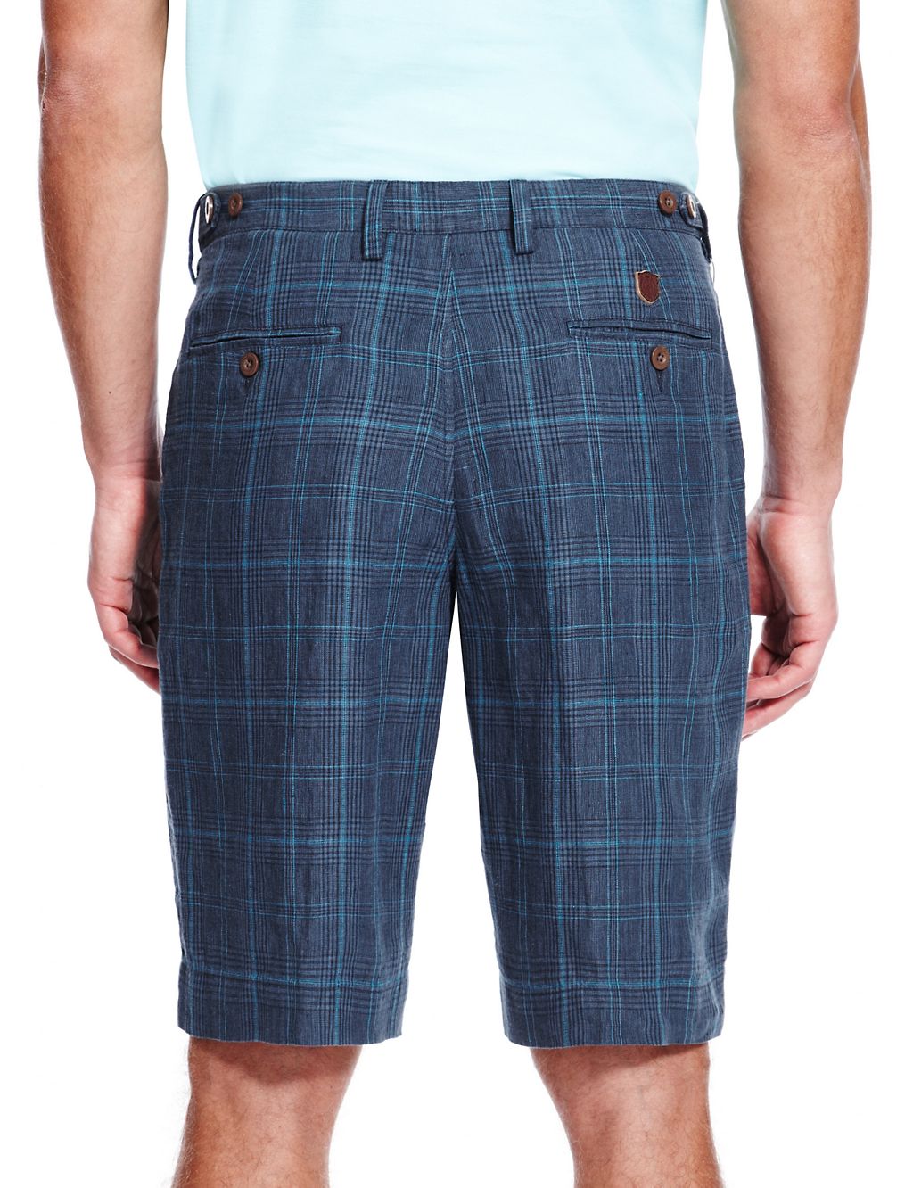 Luxury Pure Linen Checked Chino Shorts 4 of 5