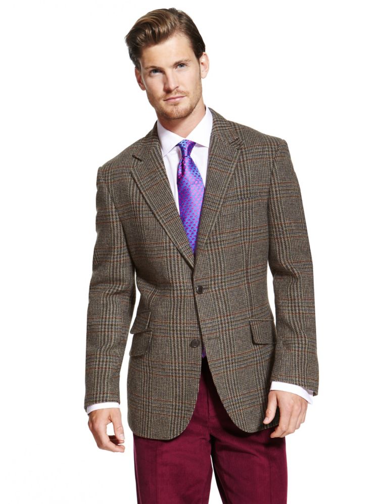 Luxury Pure New Wool 2 Button Multi-Checked Jacket 1 of 6