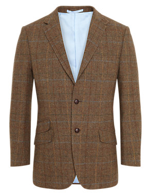 Luxury Pure New Wool Tailored Fit Multi Checked Jacket Image 2 of 9