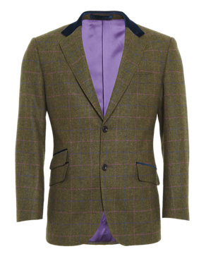 Luxury Pure Wool 2 Button Checked Jacket Image 2 of 8