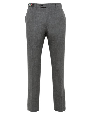Luxury Pure Wool Flat Front Flannel Trousers Image 2 of 4