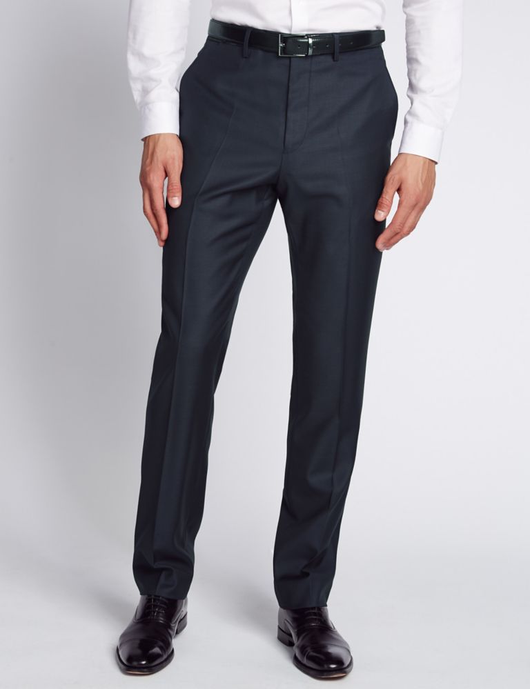 Luxury Pure Wool Flat Front Trousers 1 of 3