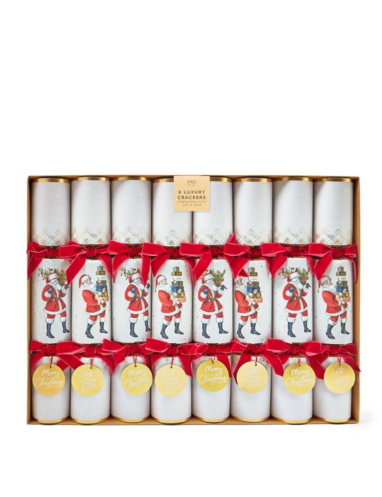 Luxury Red & White Christmas Crackers - 8 Pack 1 of 4