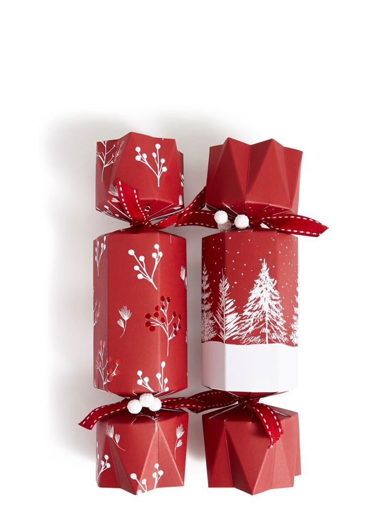 Luxury Red Trees Christmas Crackers Pack of 8 2 of 4