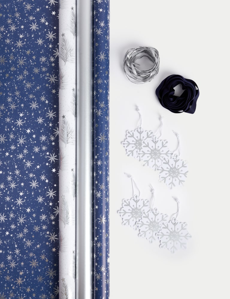 Blue silver wrapping paper store