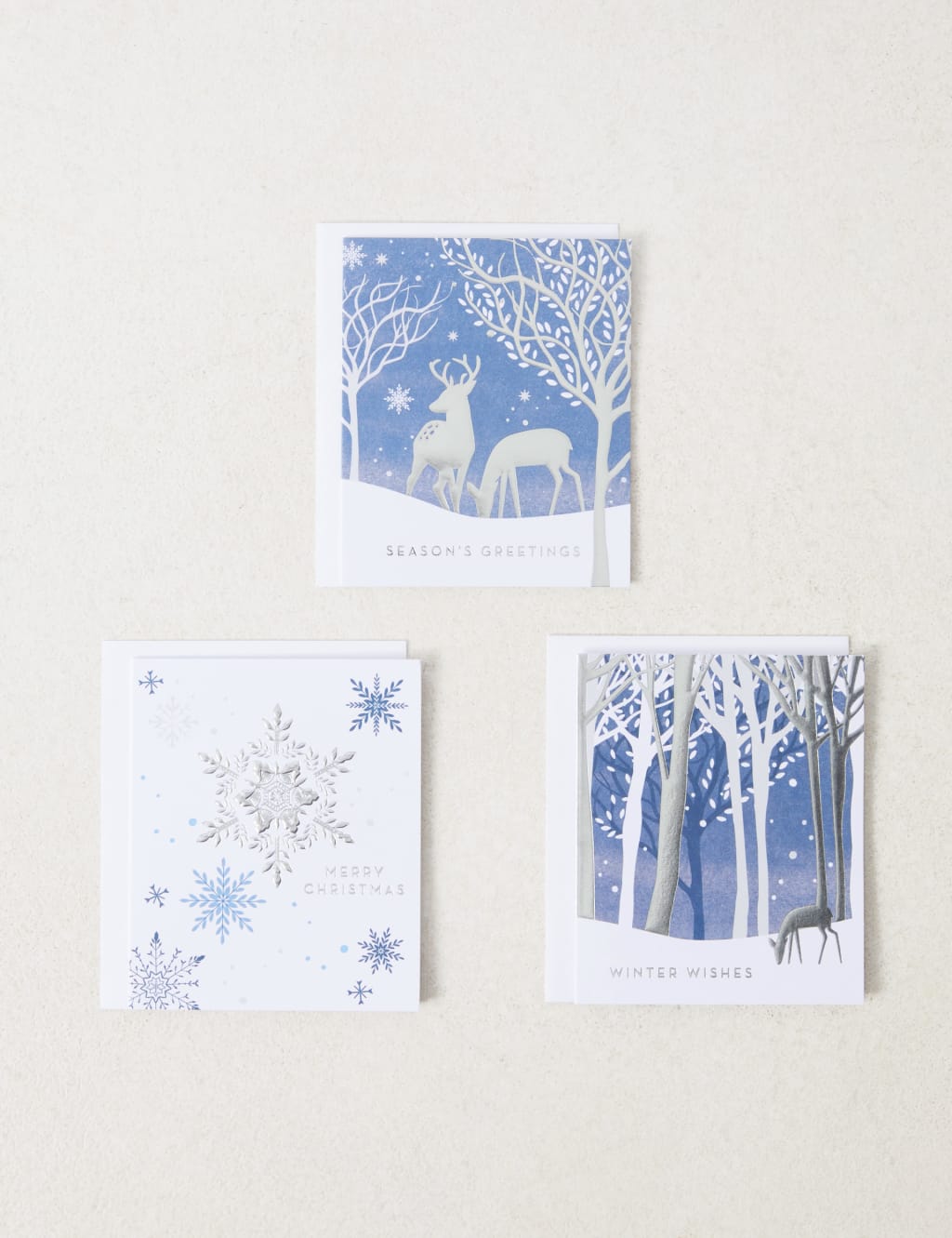 Luxury Silver Foil Charity Christmas Cards 15 Card Pack M&S