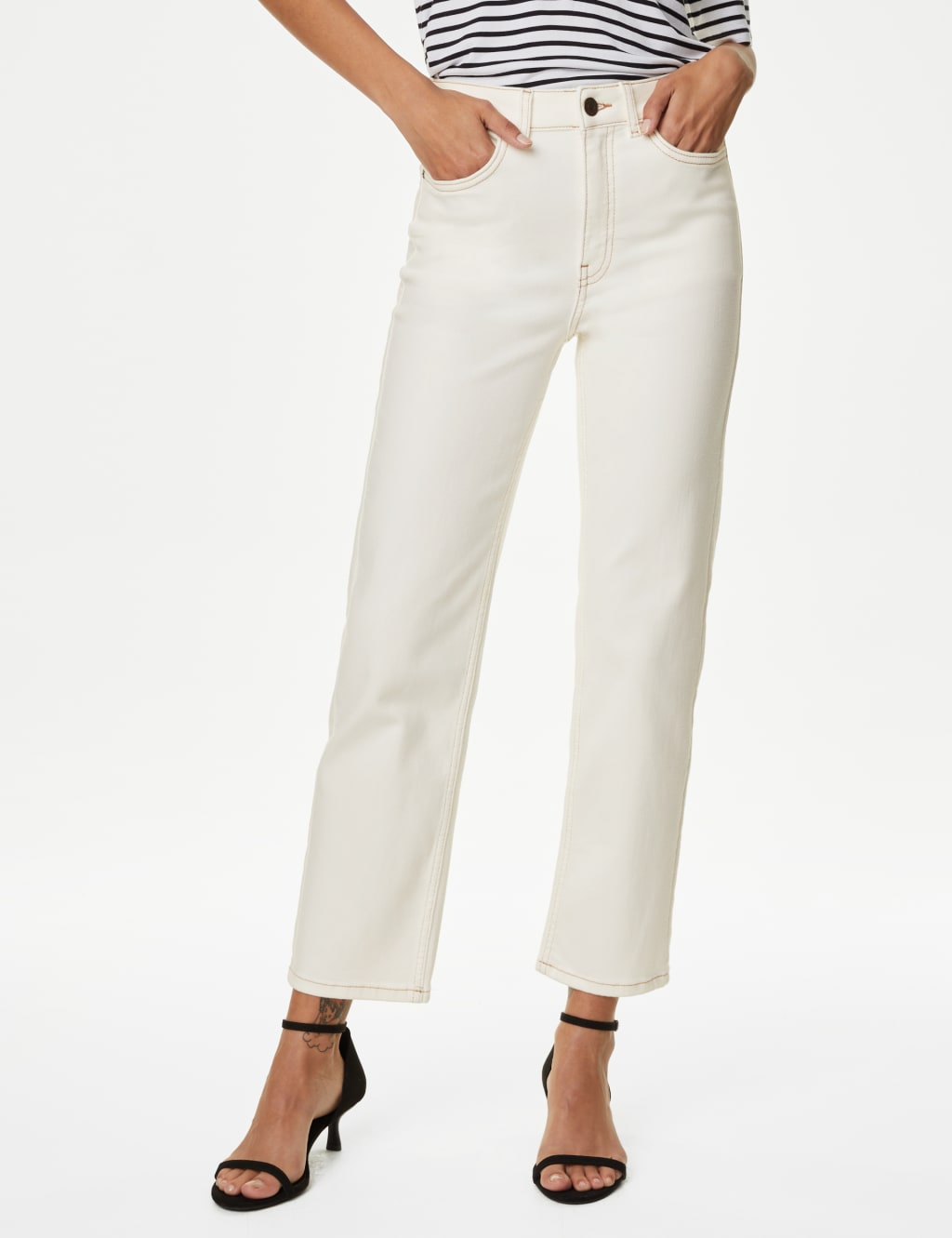 Luxury Straight Leg Ankle Grazer Jeans Autograph M&S