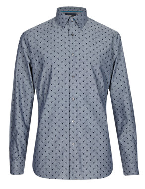 Luxury Supima® Cotton Slim Fit Stag Print Shirt Image 2 of 3