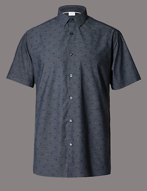 Luxury Supima® Cotton Spotted Shirt Image 2 of 3