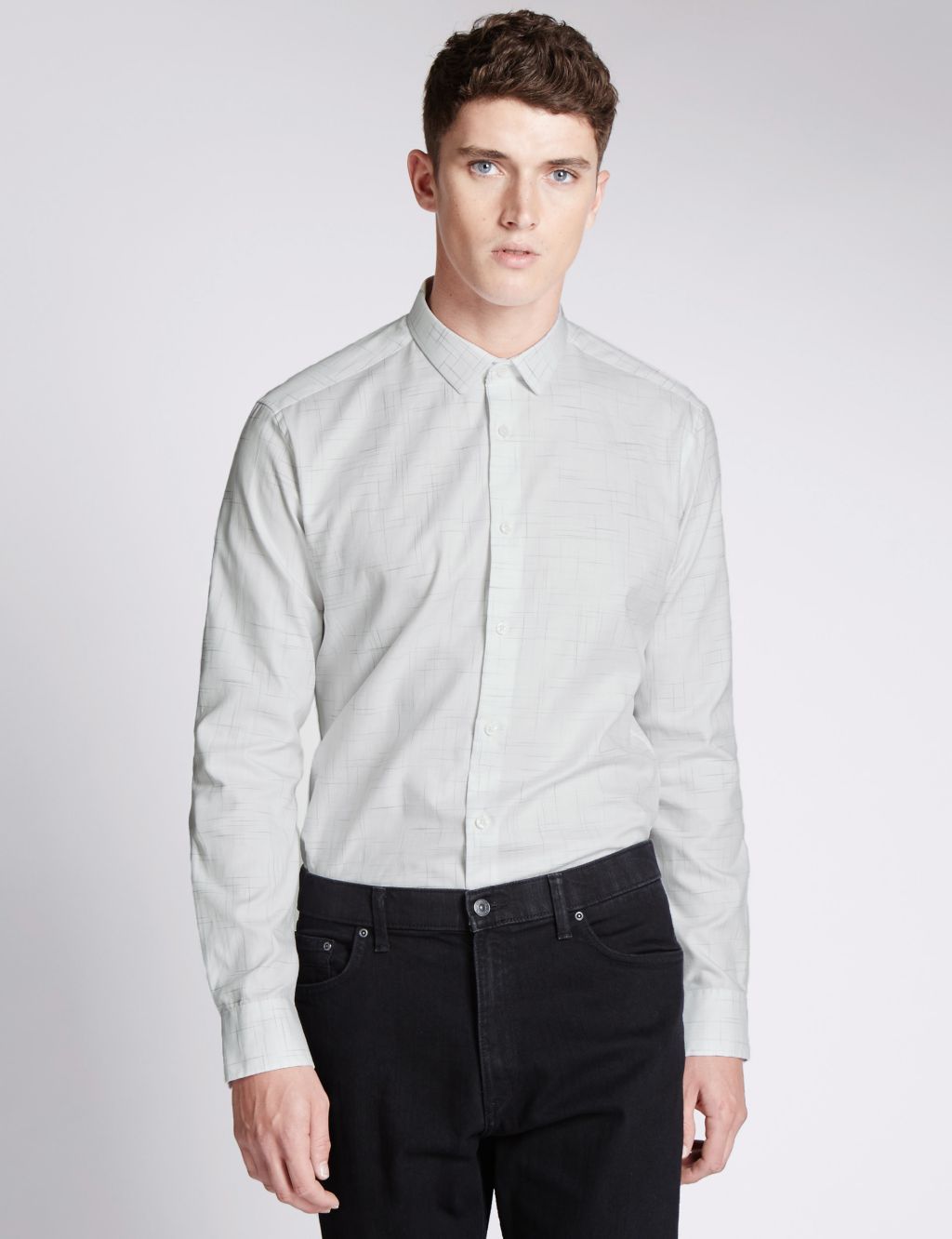 Luxury Supima® Cotton Tailored Fit Textured Shirt 3 of 5