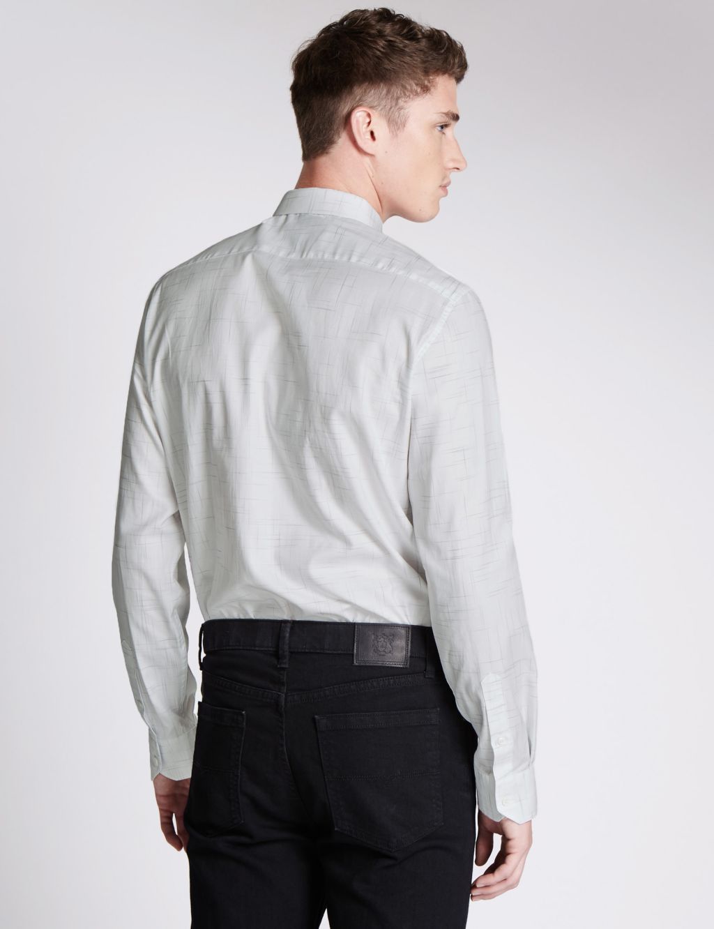 Luxury Supima® Cotton Tailored Fit Textured Shirt 2 of 5