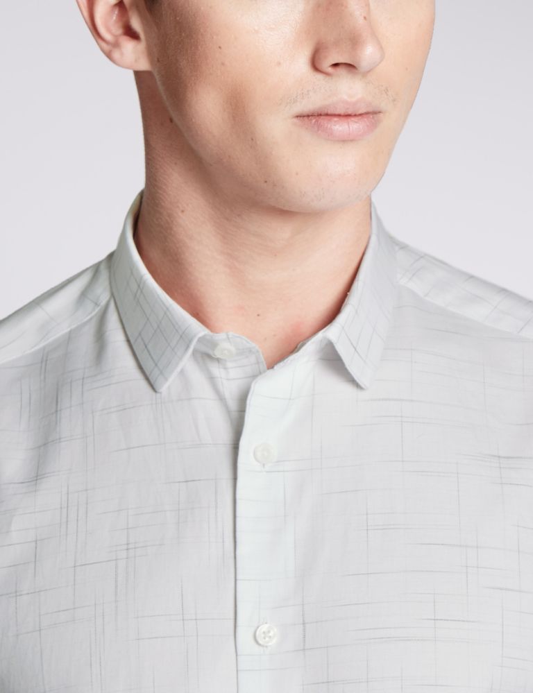 Luxury Supima® Cotton Tailored Fit Textured Shirt 4 of 5