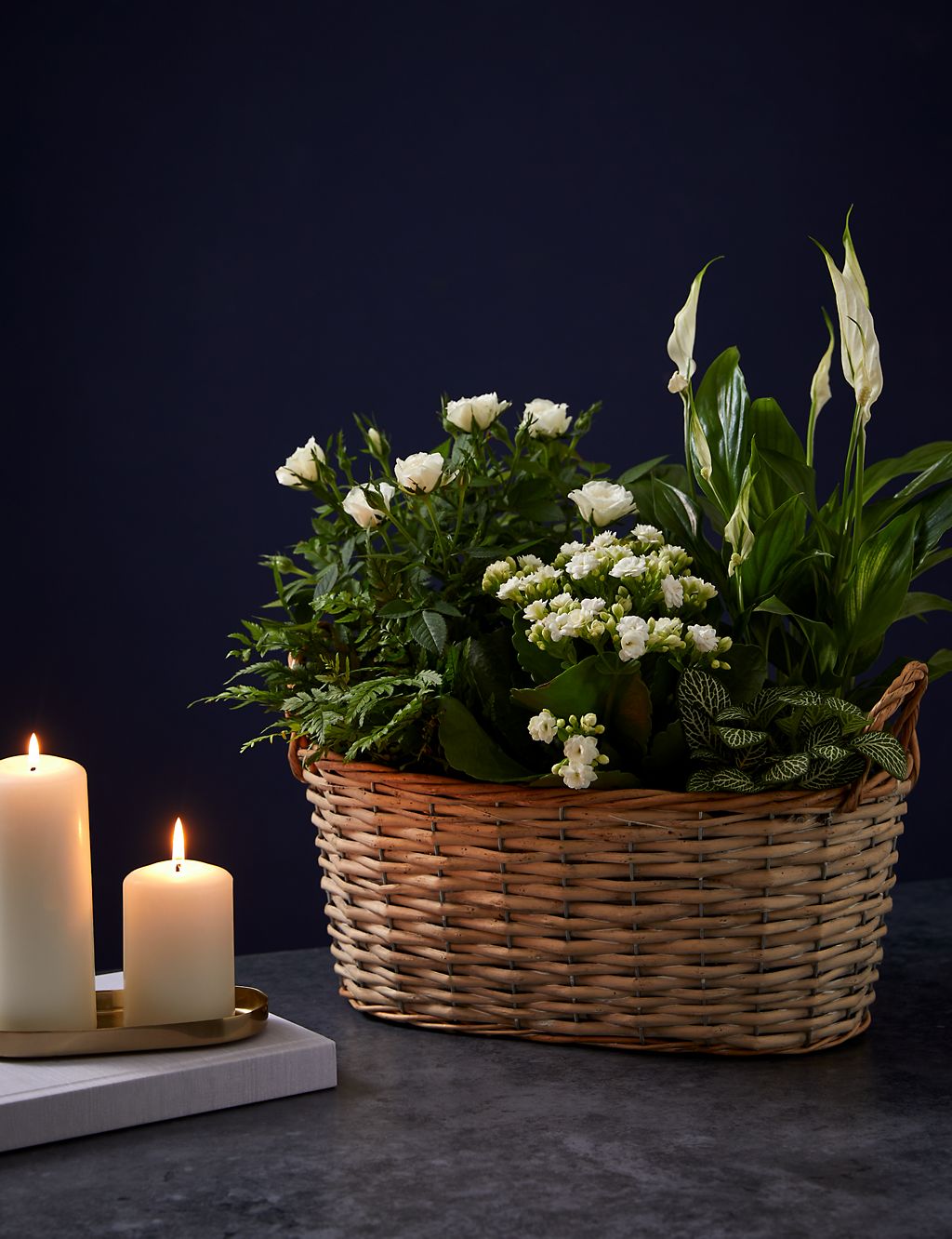 Luxury White Festive Planted Basket with Roses 3 of 4