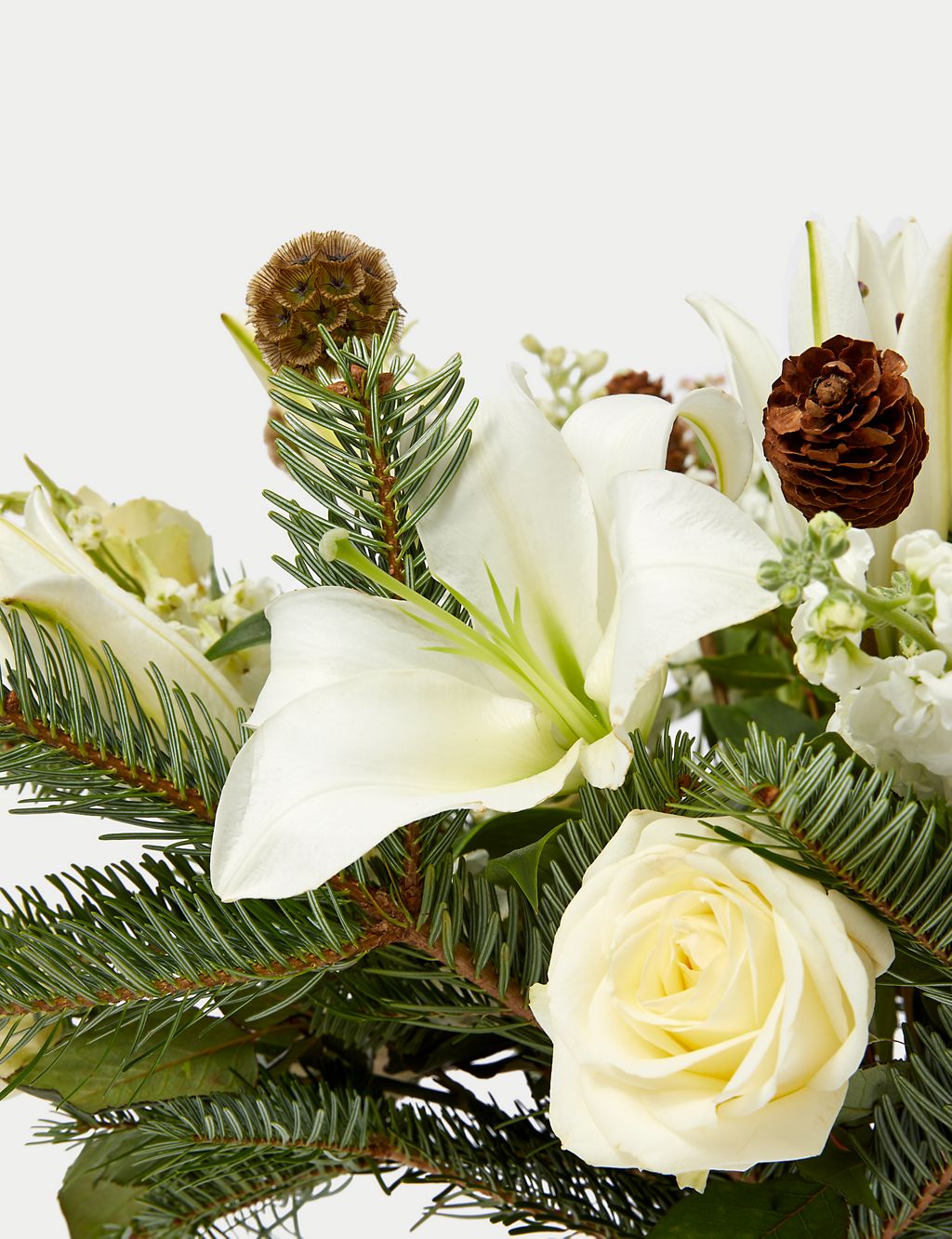 Luxury White Rose & Spray Stock Christmas Bouquet 4 of 6