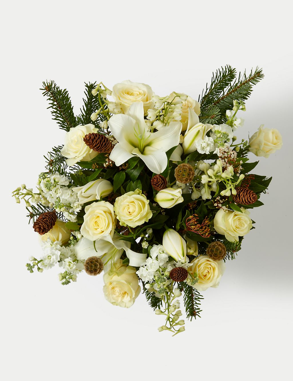 Luxury White Rose & Spray Stock Christmas Bouquet 1 of 6