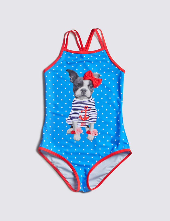 Lycra® Xtra Life™ Chlorine Resistant Dog Print Swimsuit (5-14 Years) Image 1 of 2
