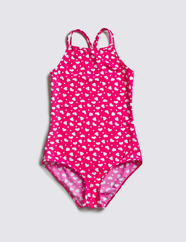 Lycra® Xtra Life™ Chlorine Resistant Heart Print Swimsuit (5-14 Years) Image 1 of 2