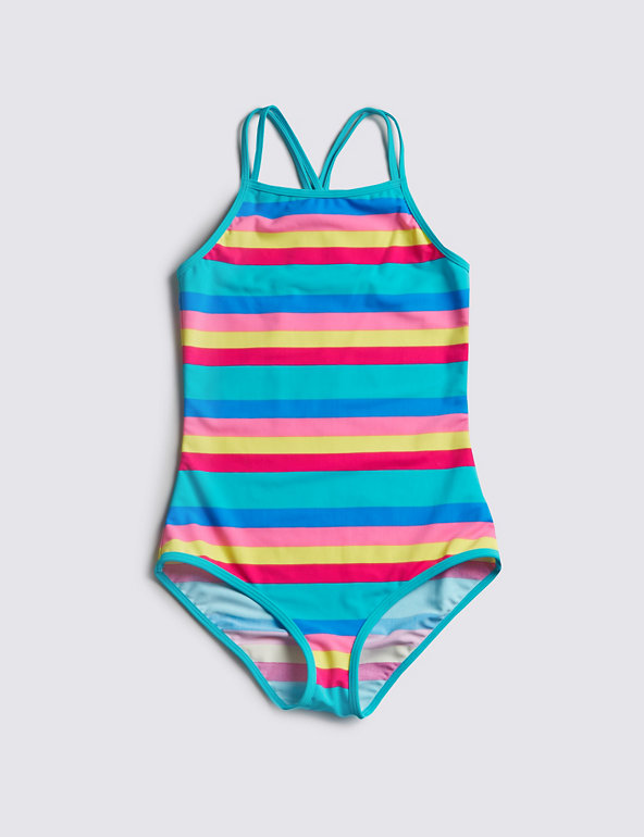 Lycra® Xtra Life™ Chlorine Resistant Striped Swimsuit (5-14 Years) Image 1 of 2