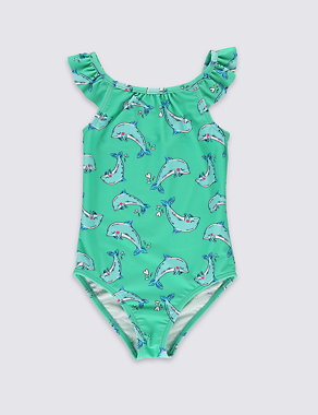 Lycra® Xtra Life™ Dolphin Print Frill Swimsuit (1-7 Years) Image 2 of 3