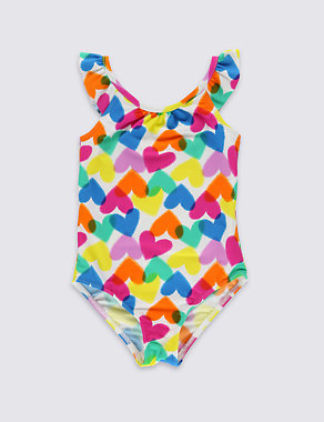 Lycra® Xtra Life™ Heart Print Frill Swimsuit (1-7 Years) Image 2 of 3