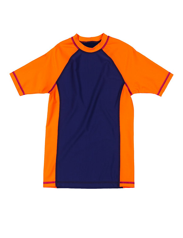 Lycra® Xtra Life™ Quick Dry Colour Block Rash Vest (5-14 Years) Image 1 of 2