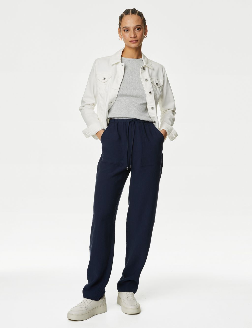 Lyocel Rich Tapered Ankle Grazer Trousers 3 of 5