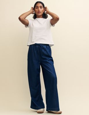 Lyocell™ Blend Drawstring Relaxed Trousers Image 2 of 6