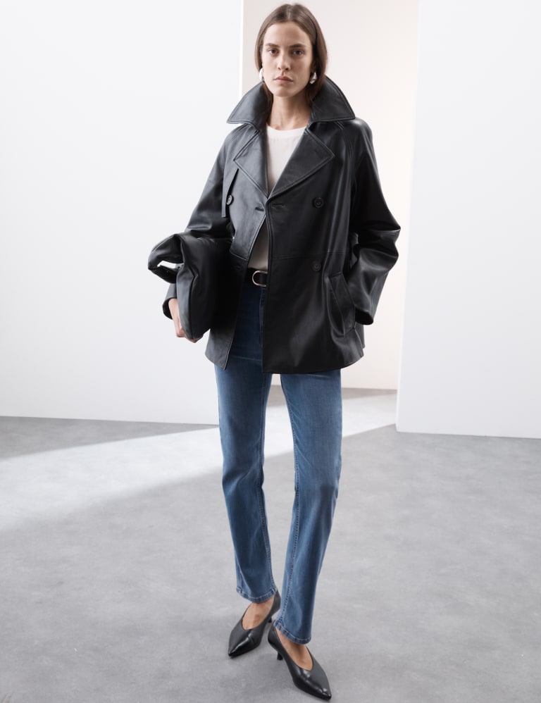 Lyocell Blend High Waisted Straight Leg Jeans