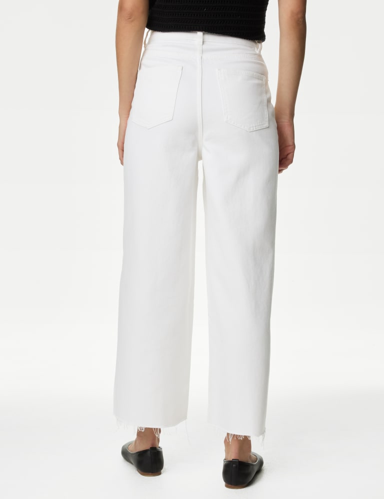 High Waisted Wide Leg Cropped Jeans, M&S Collection