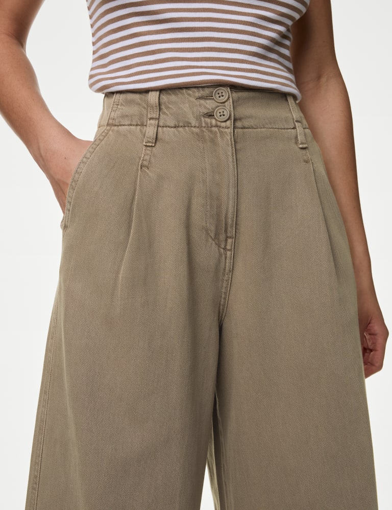 Solid pleated wide leg trousers cheap