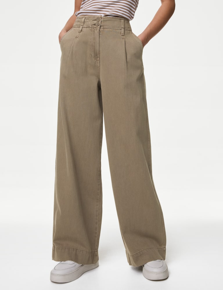 Pleated straight leg pants online