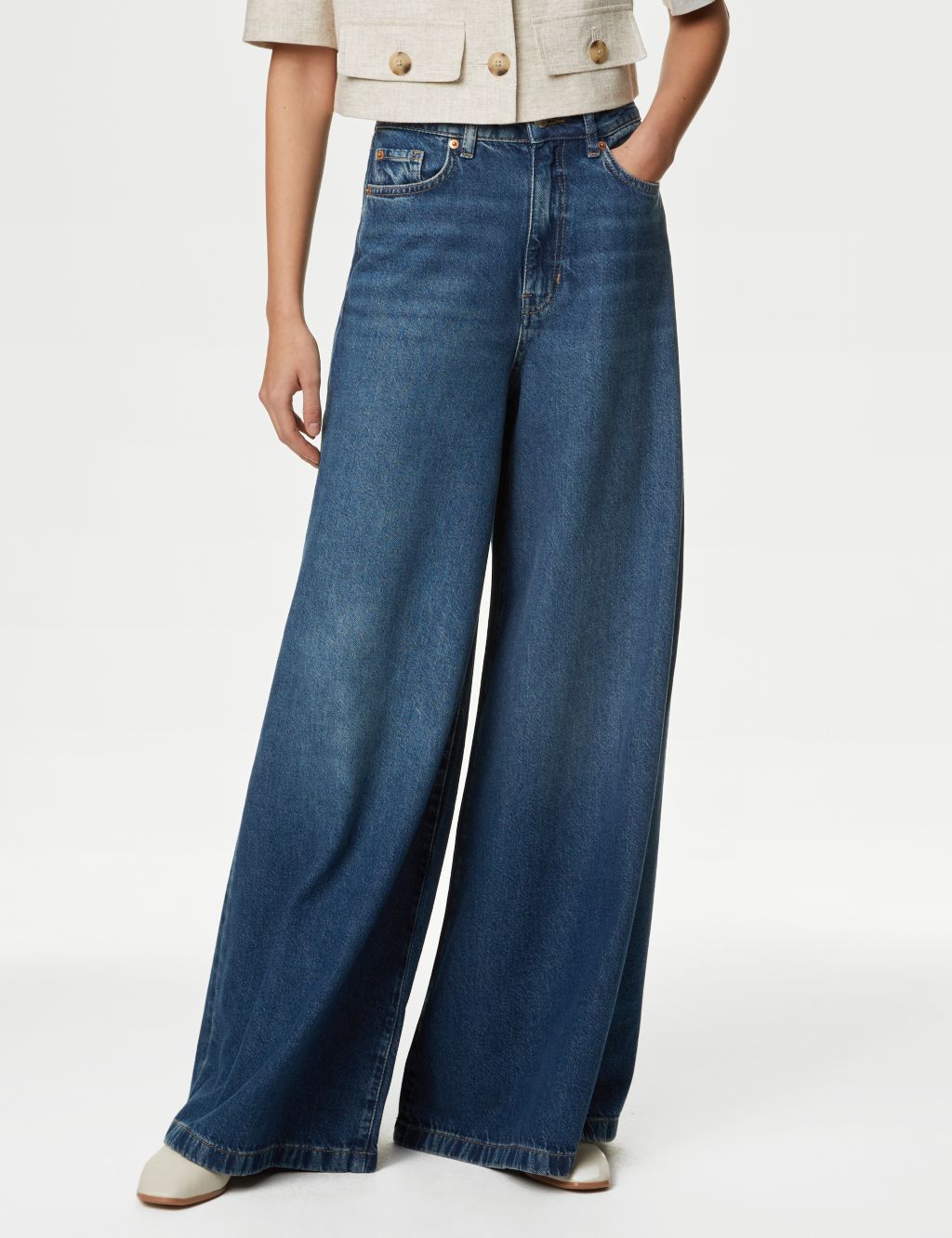 Lyocell™ Blend Wide Palazzo Leg Jeans 4 of 7