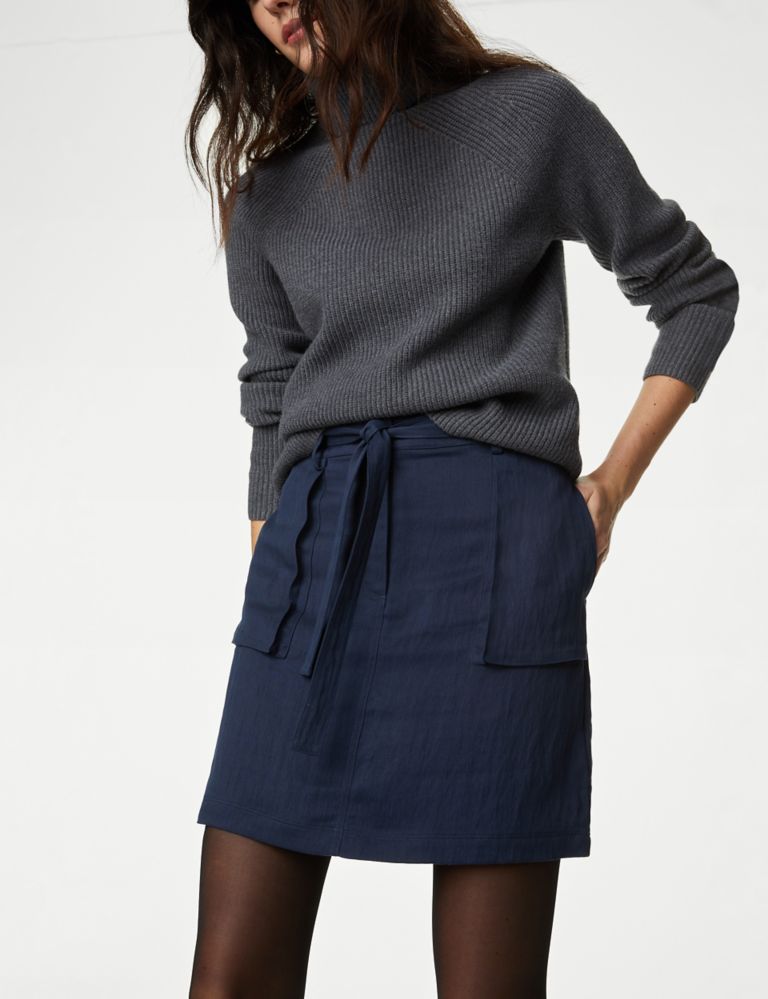 Lyocell™ Rich Belted Mini A-Line Skirt 4 of 5