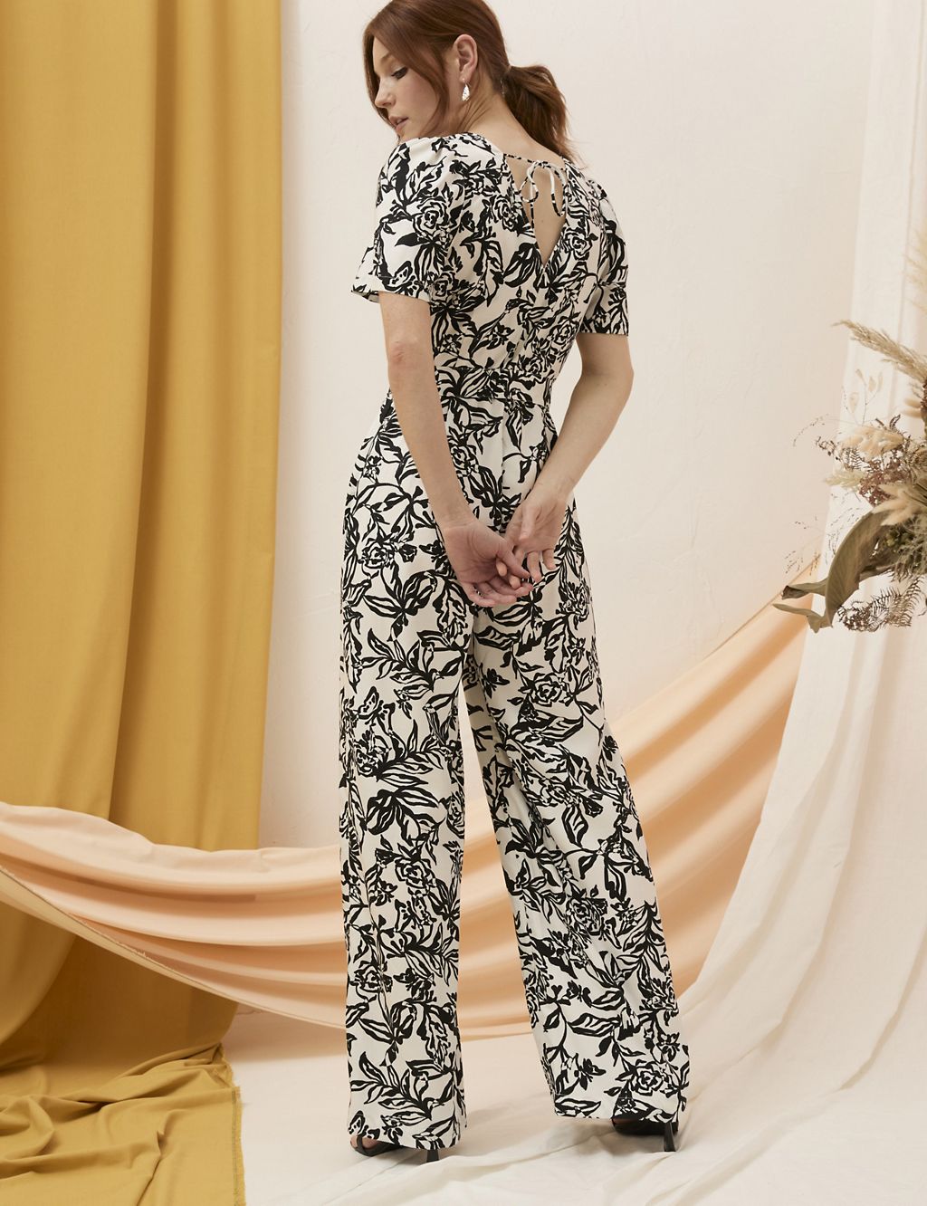 Lyocell™ Rich Floral Belted Short Sleeve Jumpsuit 2 of 7
