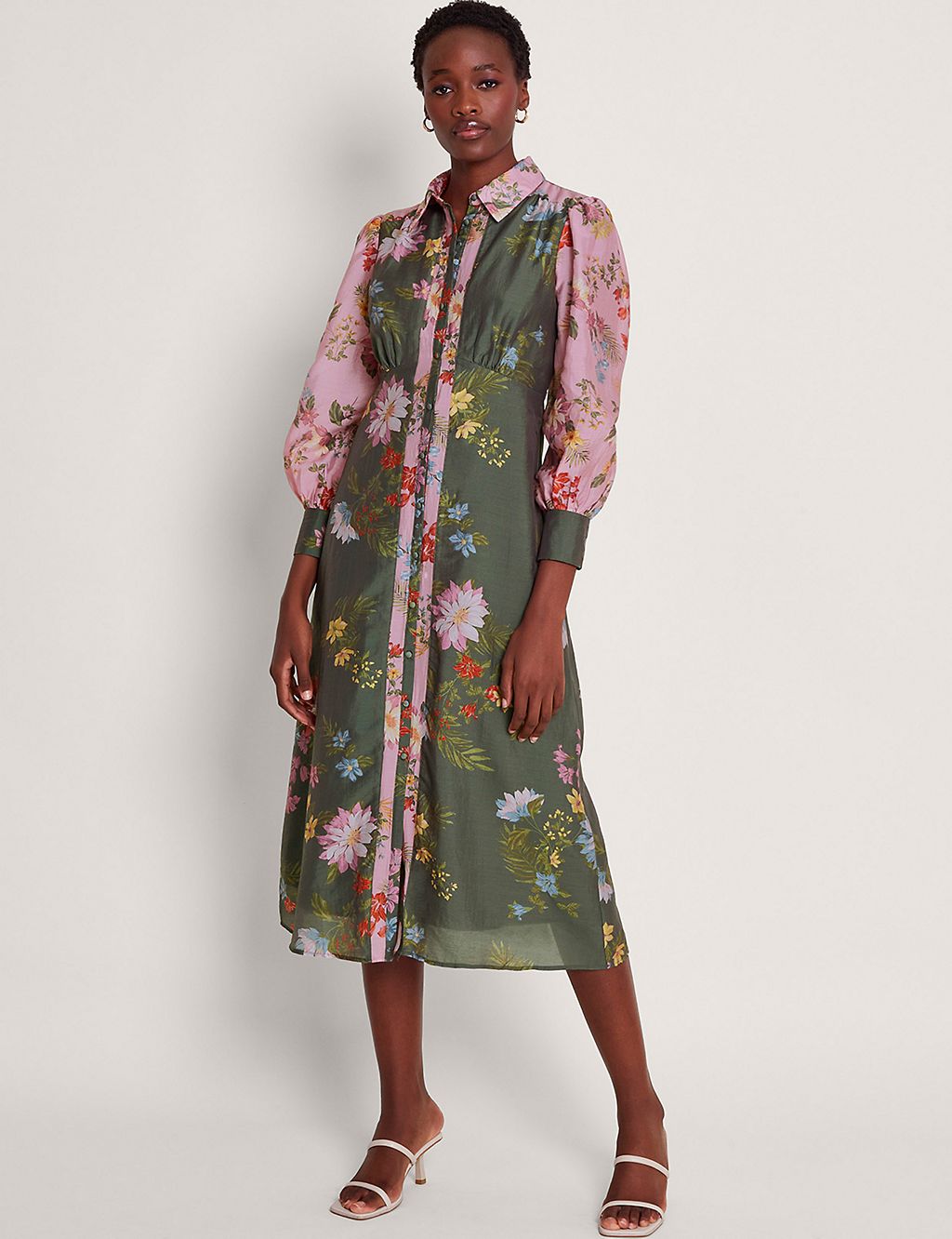 Lyocell™ Rich Floral Midi Shirt Dress 3 of 4