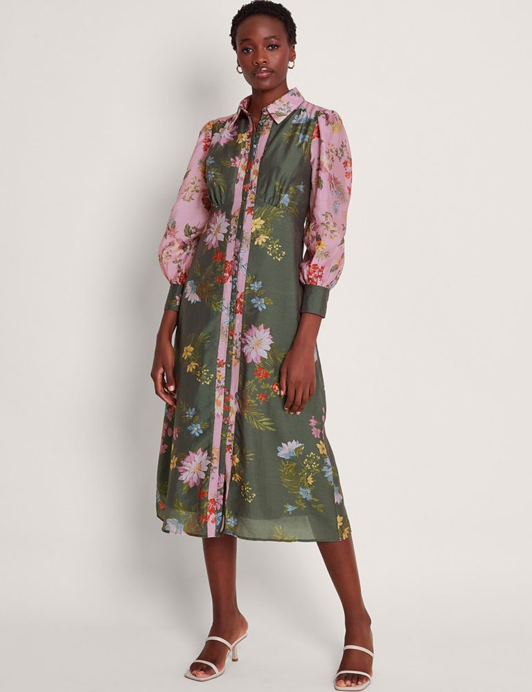 Lyocell™ Rich Floral Midi Shirt Dress 1 of 4