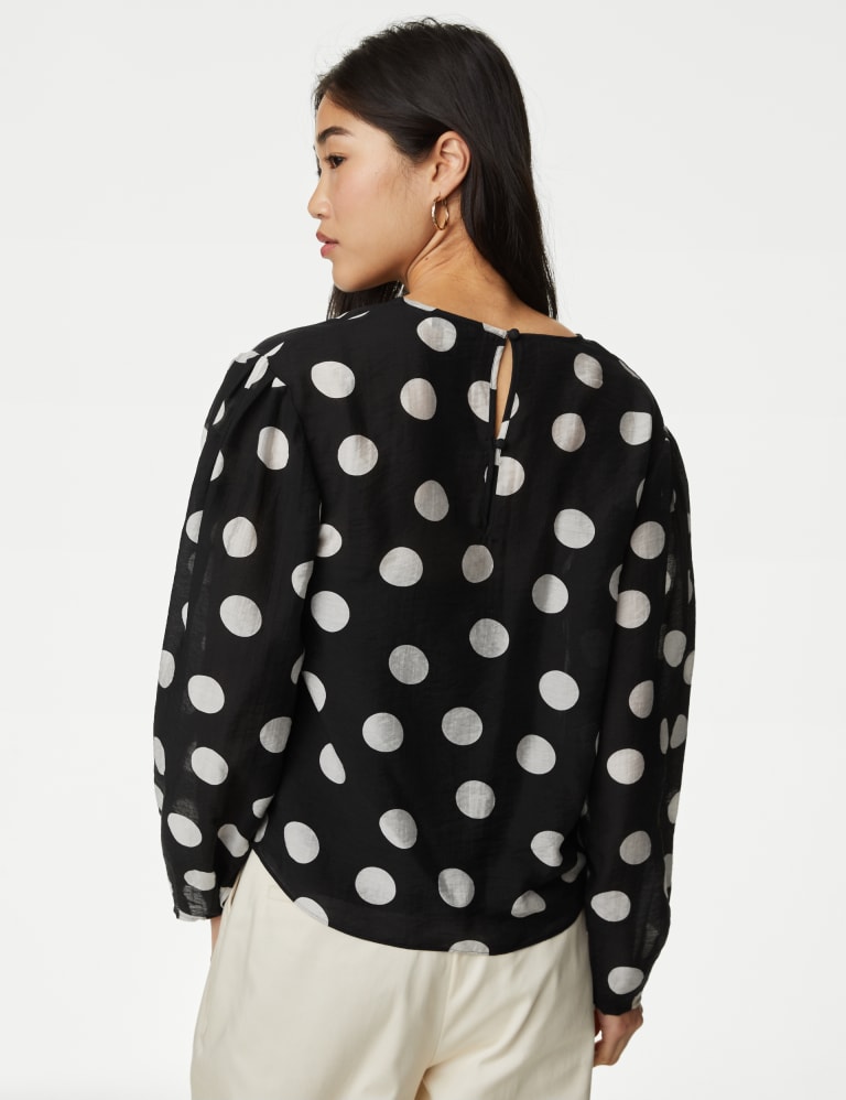 Lyocell™ Rich Polka Dot Round Neck Blouse 5 of 5