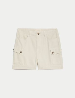 Lyocell Blend Cargo High Waisted Shorts Image 2 of 7