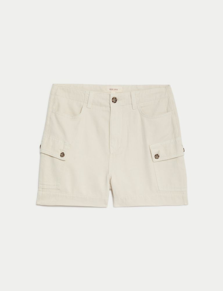 Lyocell Blend Cargo High Waisted Shorts 2 of 6