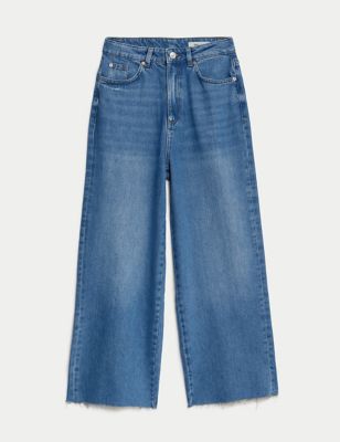 Lyocell Blend High Waisted Wide Leg Jeans Image 2 of 6
