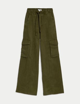Lyocell Blend Utility Wide Leg Trousers Image 2 of 6