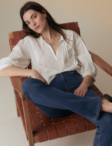 Lyocell Rich High Waisted Slim Flare Jeans 1 of 7