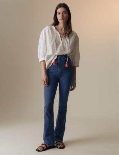 Lyocell Rich High Waisted Slim Flare Jeans 4 of 7