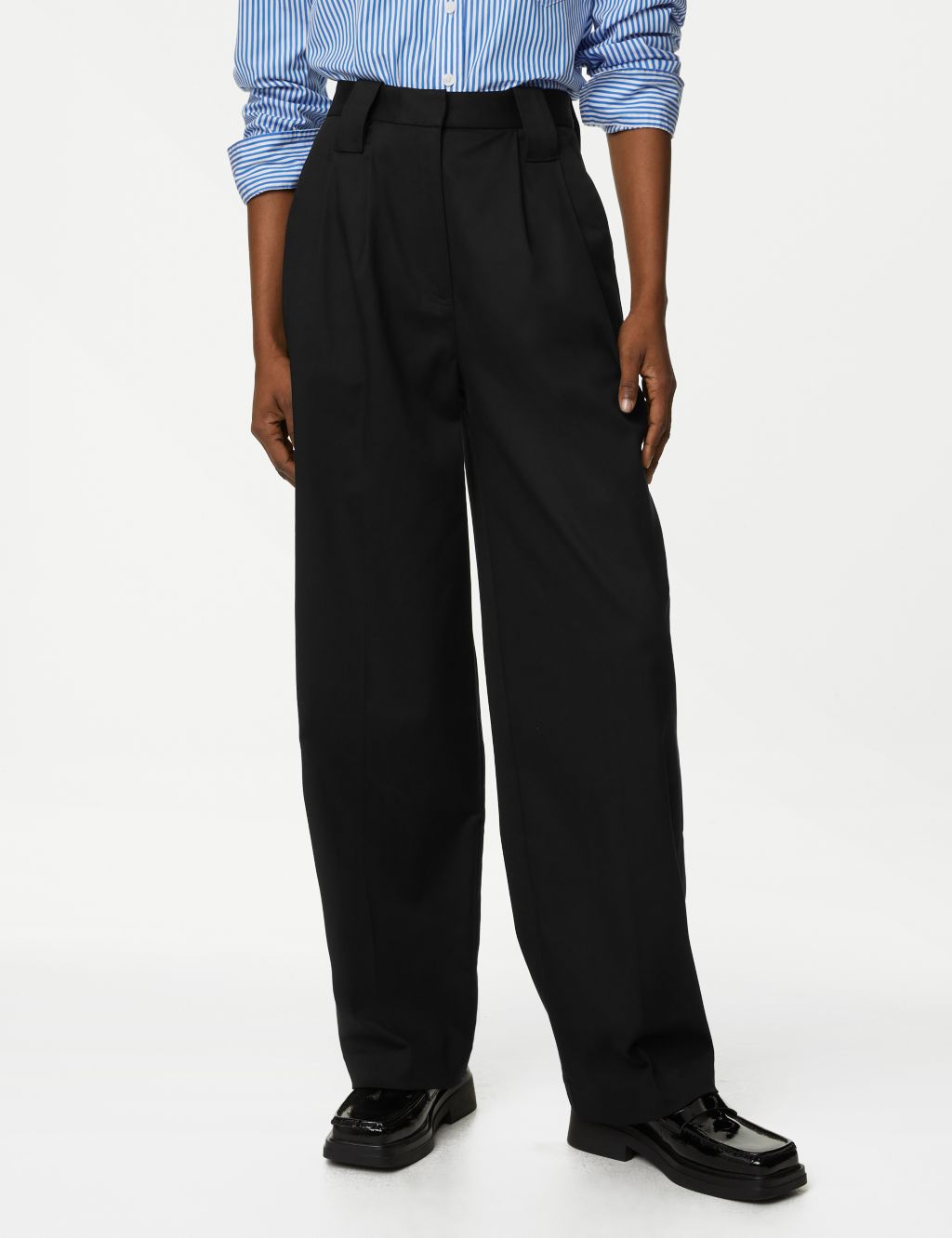 Lyocell Rich Pleated Wide Leg Trousers | M&S Collection | M&S