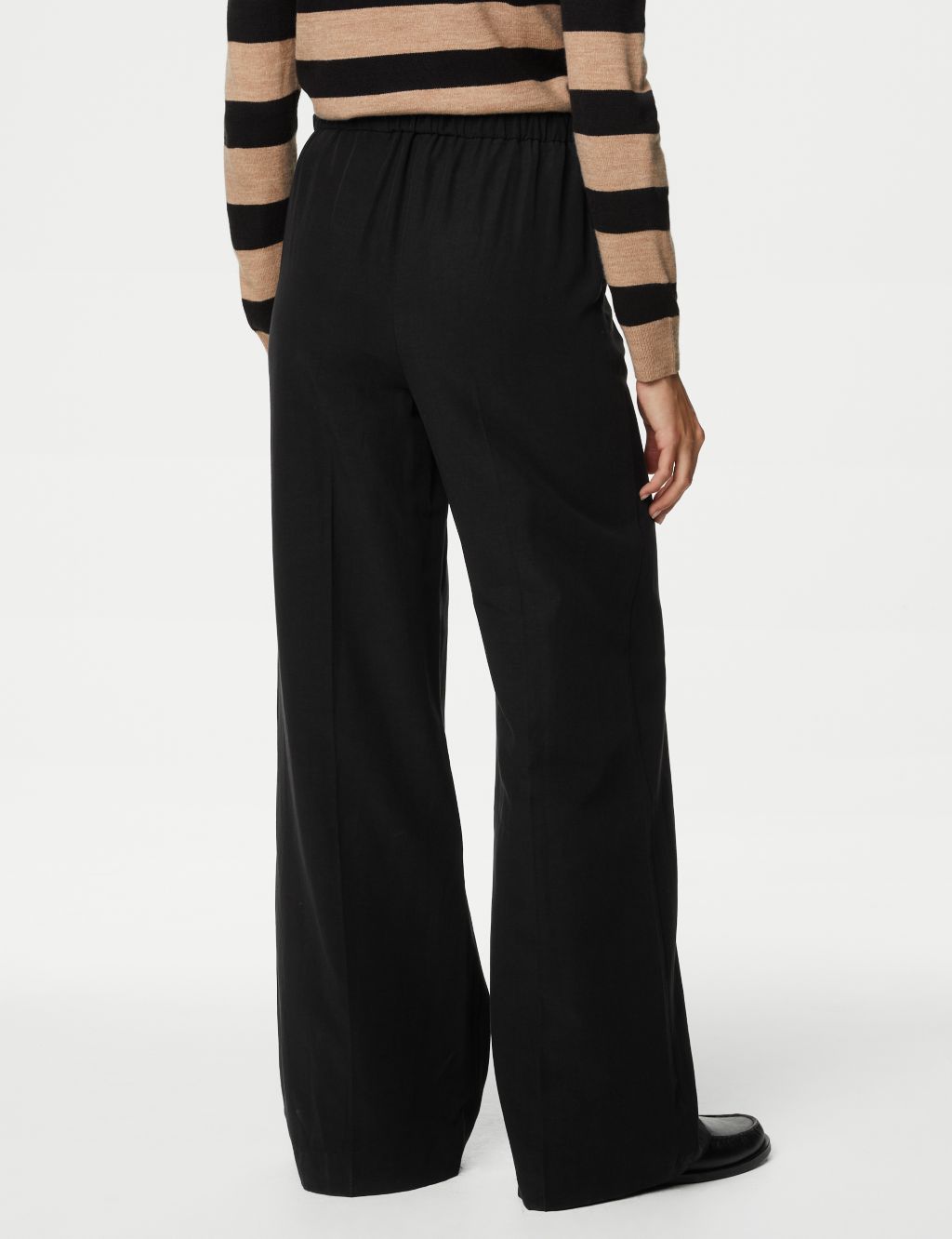 Lyocell Rich Wide Leg Trousers with Linen | M&S Collection | M&S