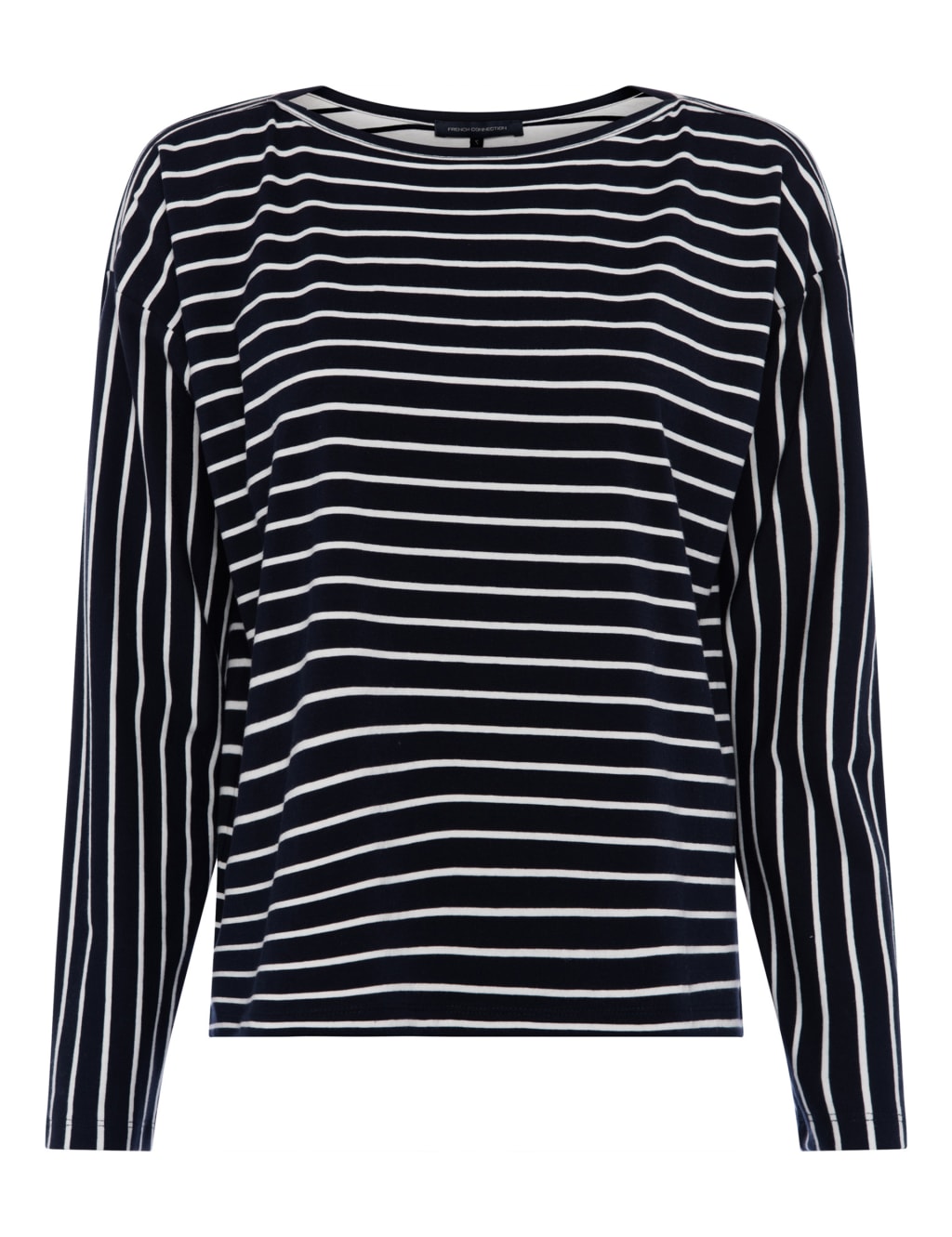 Cotton Rich Striped Slash Neck Relaxed Top image 2