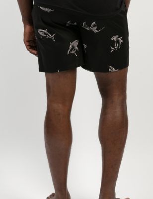 Cyberjammies Mens Cotton Rich Shark Print Pyjama Shorts - Black Mix, Black Mix