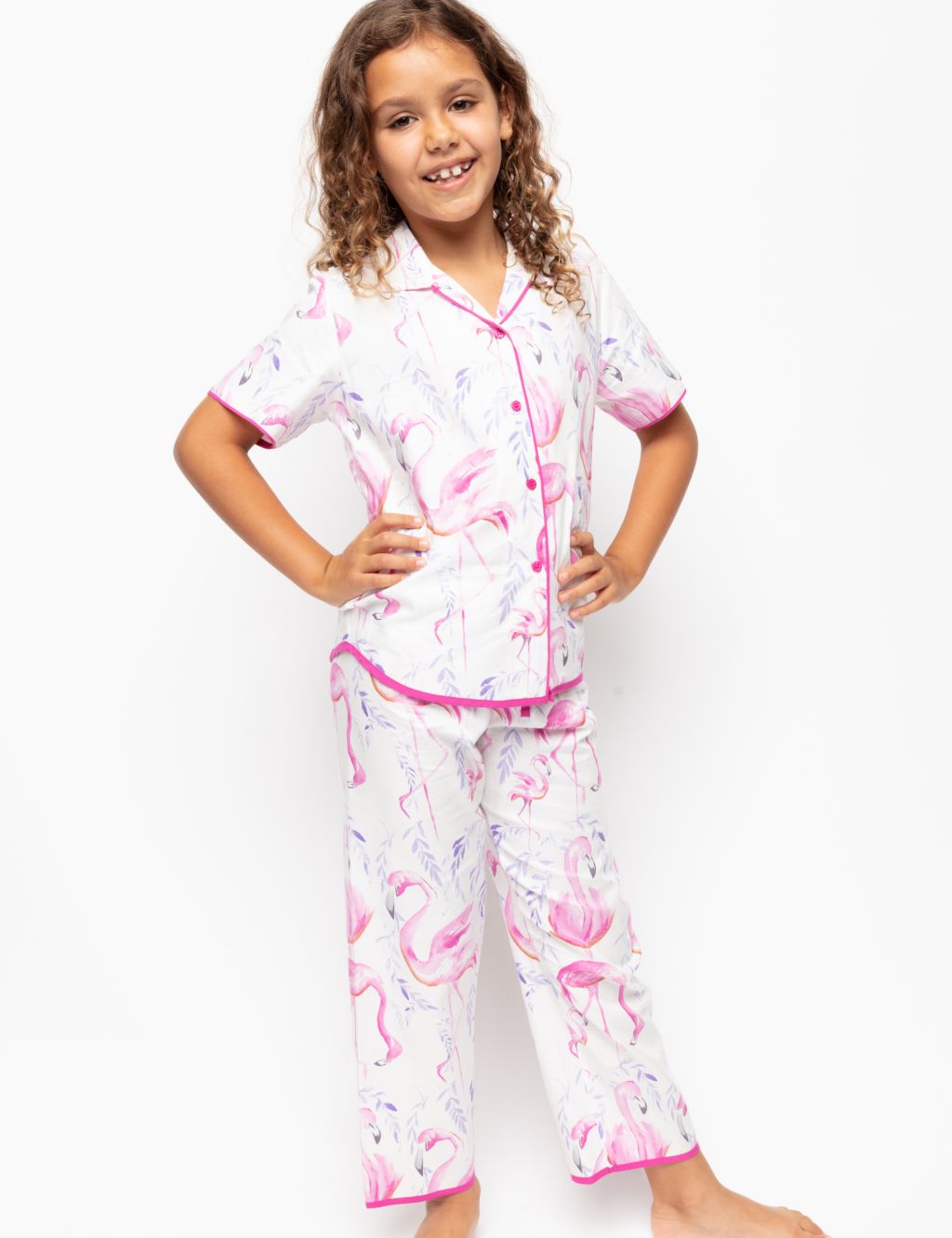 Cotton Rich Flamingo Print Pyjamas (2-13 Yrs) image 1