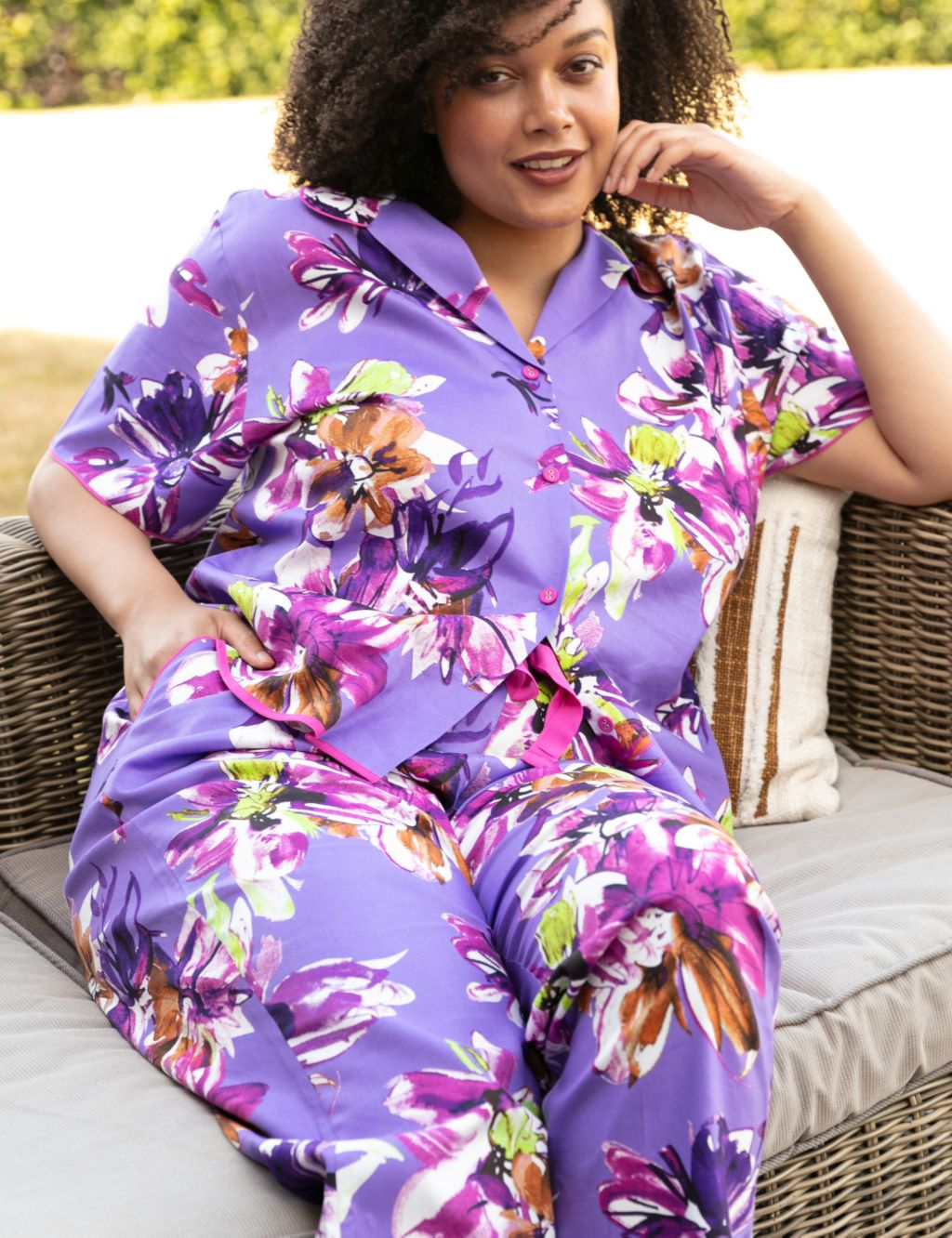 Cotton Modal Floral Pyjama Top image 2
