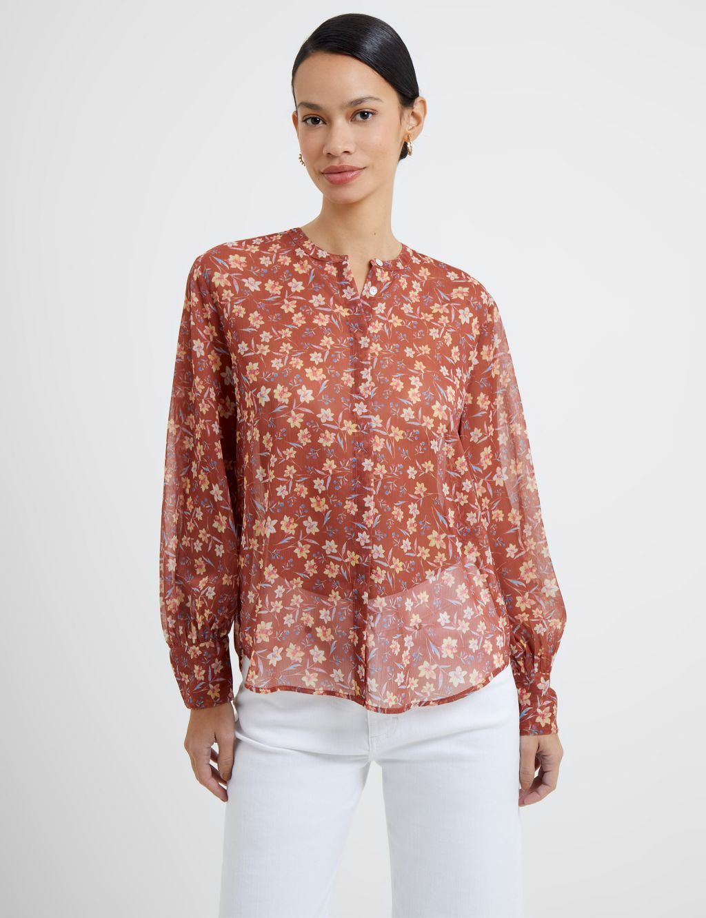 Sheer Floral Relaxed Shirt image 1